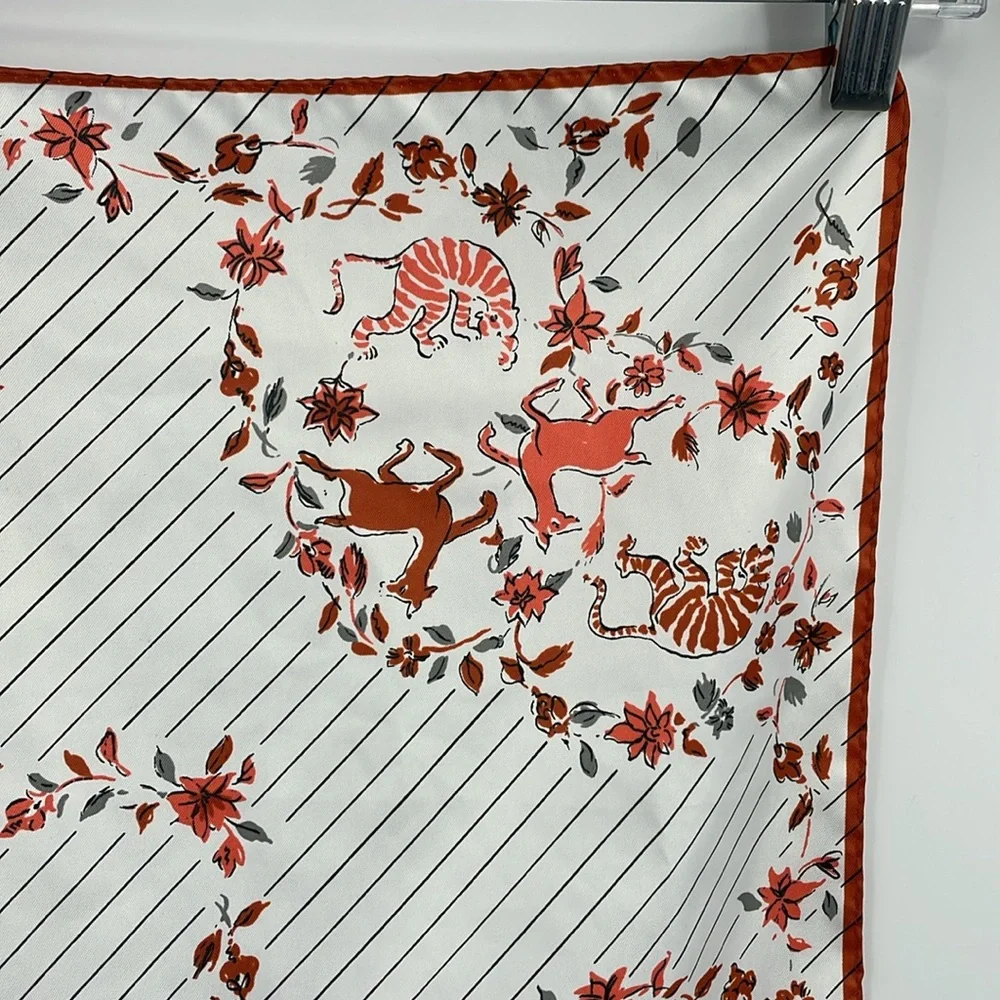 Vintage 70s Vera Neumann Animal Print Scarf – Tigers & Deer Size 26 x 26